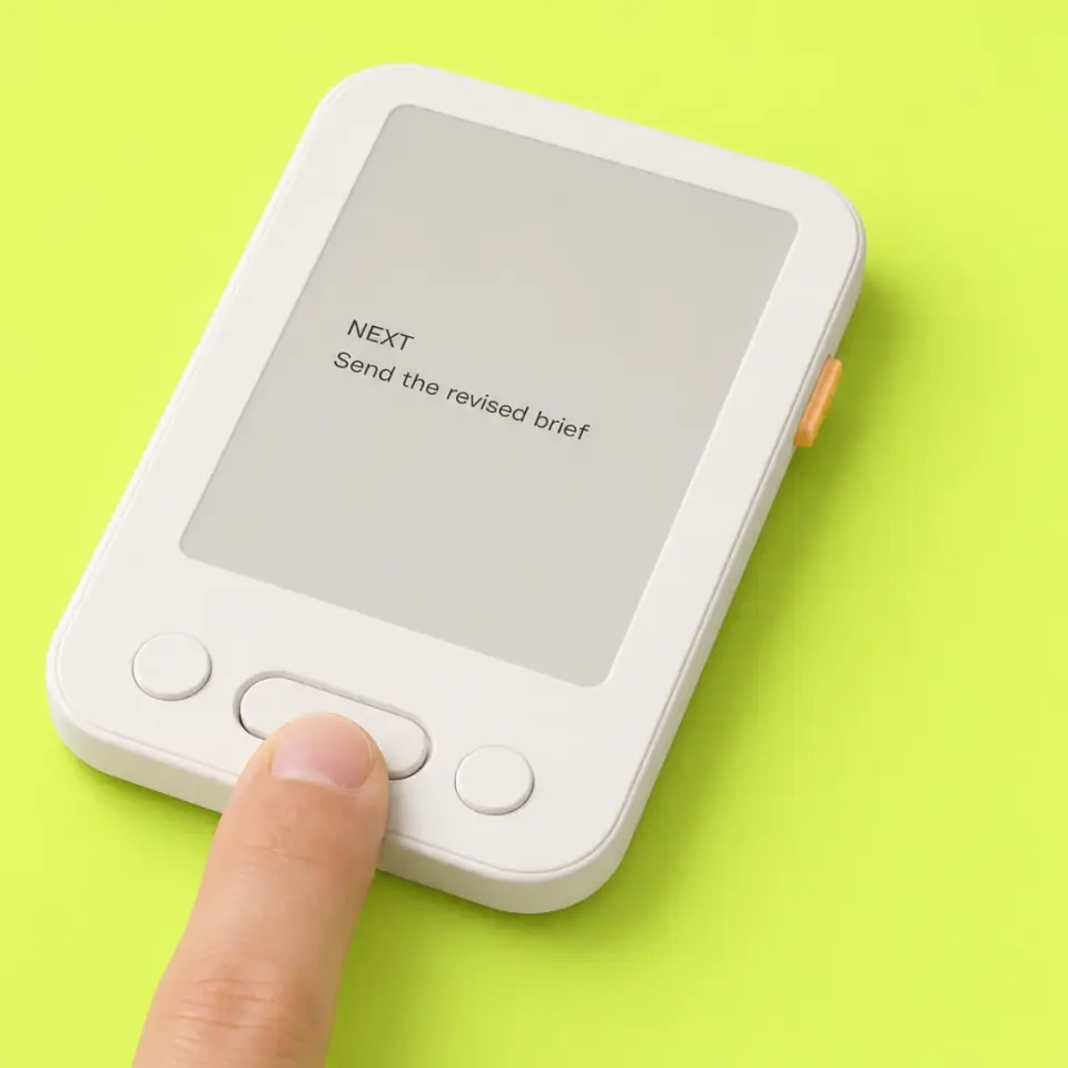 Un doigt appuyant sur le bouton d’enregistrement de ClawChip